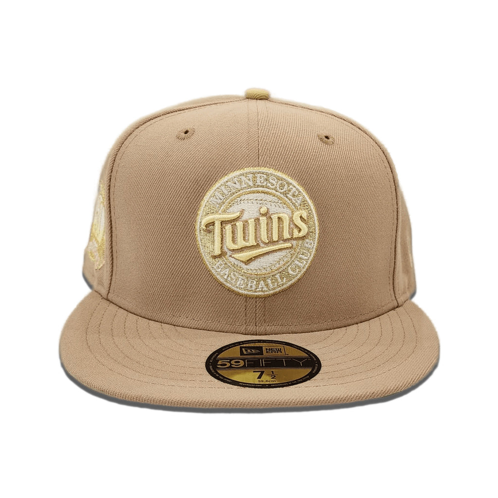 Camel Minnesota Twins Green Bottom 60th Anniversary Side Patch New Era 59Fifty Fitted