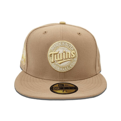 Camel Minnesota Twins Green Bottom 60th Anniversary Side Patch New Era 59Fifty Fitted