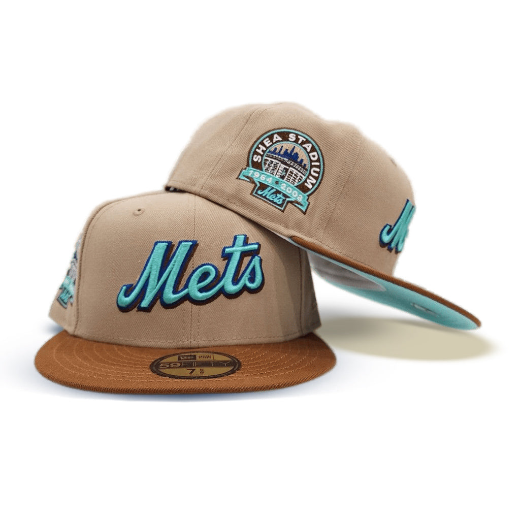 Camel New York Mets Toast Visor Mint Green Bottom Shea Stadium Side Patch New Era 59Fifty Fitted