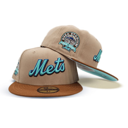 Camel New York Mets Toast Visor Mint Green Bottom Shea Stadium Side Patch New Era 59Fifty Fitted