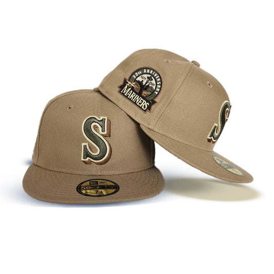 Camel Seattle Mariners Gray Bottom 30th Anniversary Side Patch New Era 59Fifty Fitted