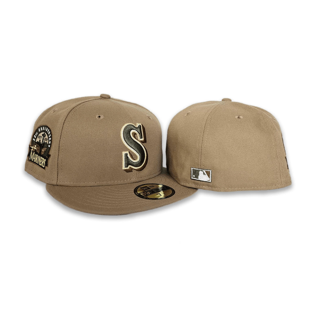 Camel Seattle Mariners Gray Bottom 30th Anniversary Side Patch New Era 59Fifty Fitted