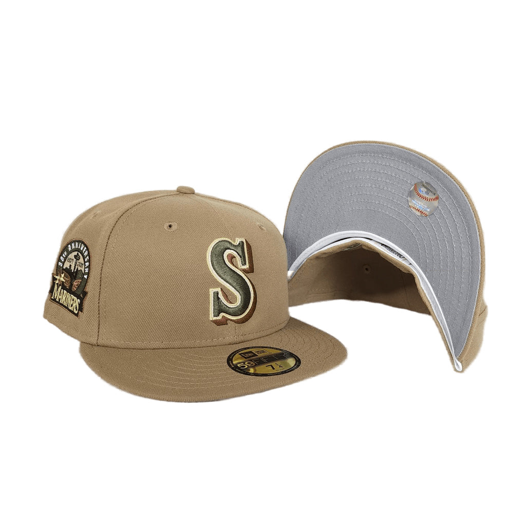 Camel Seattle Mariners Gray Bottom 30th Anniversary Side Patch New Era 59Fifty Fitted