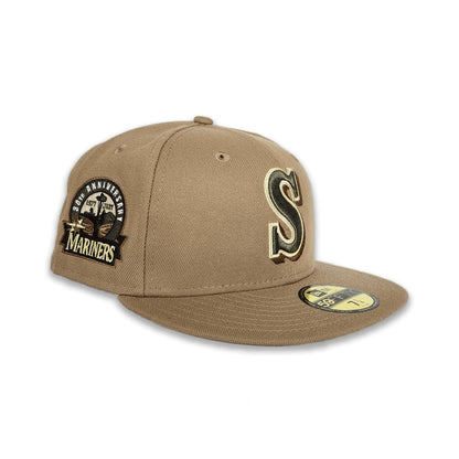 Camel Seattle Mariners Gray Bottom 30th Anniversary Side Patch New Era 59Fifty Fitted