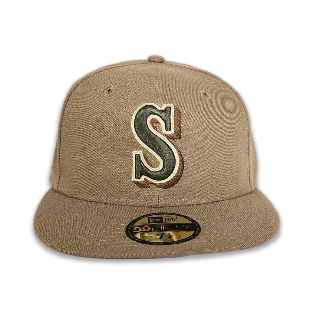 Camel Seattle Mariners Gray Bottom 30th Anniversary Side Patch New Era 59Fifty Fitted