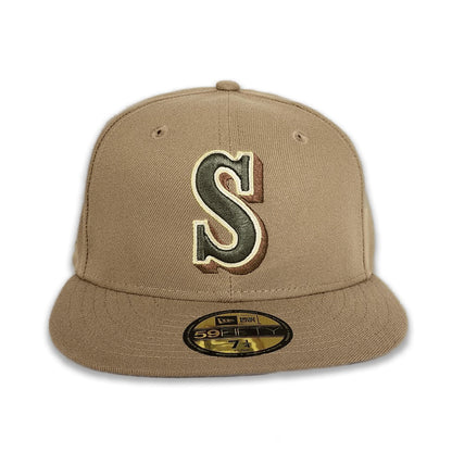 Camel Seattle Mariners Gray Bottom 30th Anniversary Side Patch New Era 59Fifty Fitted