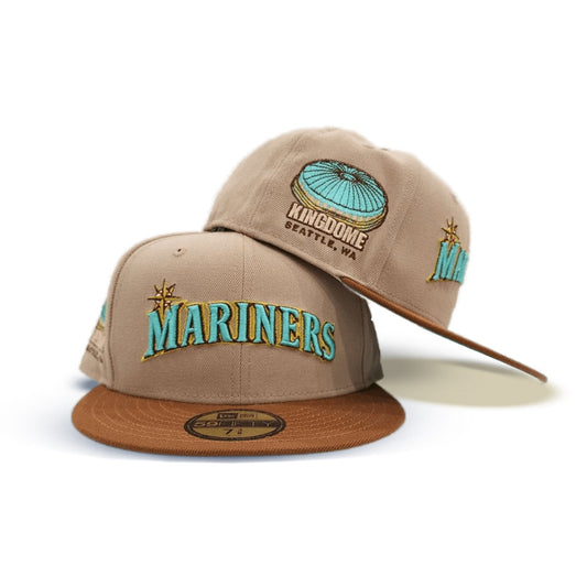 Camel Seattle Mariners Toast Visor Mint Green Bottom Kingdome Side Patch New Era 59Fifty Fitted