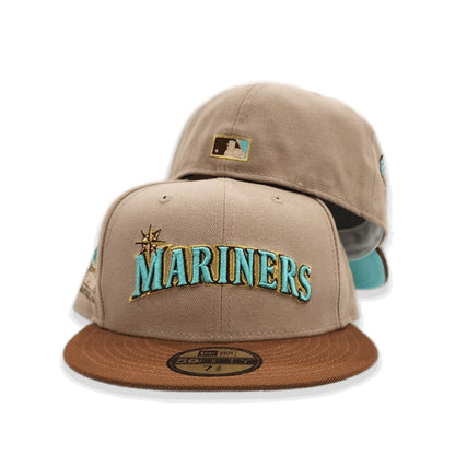 Camel Seattle Mariners Toast Visor Mint Green Bottom Kingdome Side Patch New Era 59Fifty Fitted