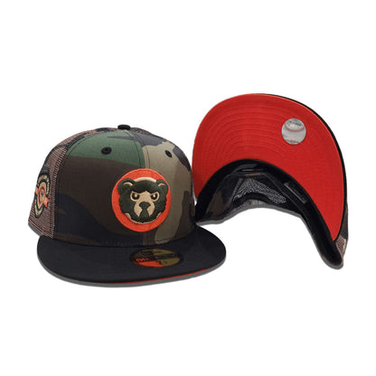 Camo Trucker Chicago Cubs Black Visor Orange Bottom A Century Wrigley Field Side Patch New Era 59Fifty Fitted