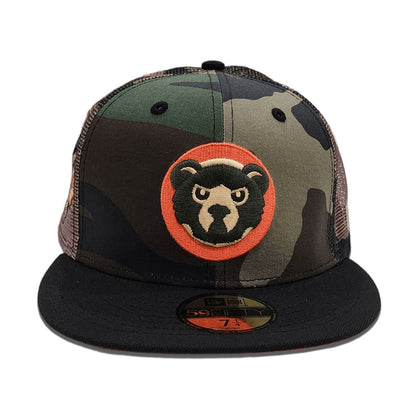 Camo Trucker Chicago Cubs Black Visor Orange Bottom A Century Wrigley Field Side Patch New Era 59Fifty Fitted