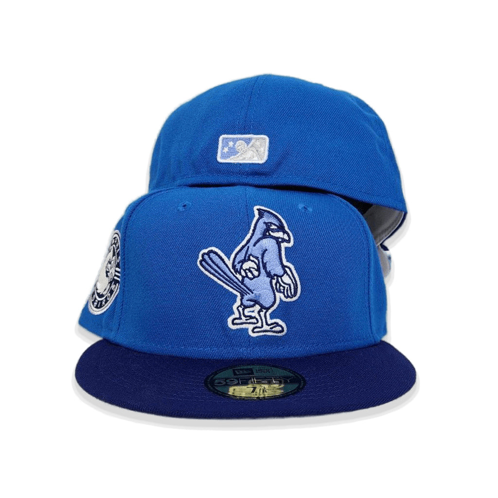 Cardinal Blue Memphis Redbirds Royal Visor Silver Bottom Memphis Redbirds Side Patch New Era 59Fifty Fitted