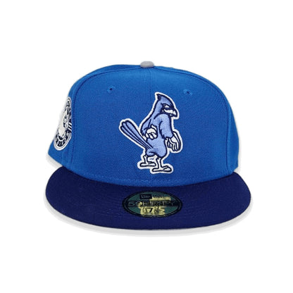 Cardinal Blue Memphis Redbirds Royal Visor Silver Bottom Memphis Redbirds Side Patch New Era 59Fifty Fitted