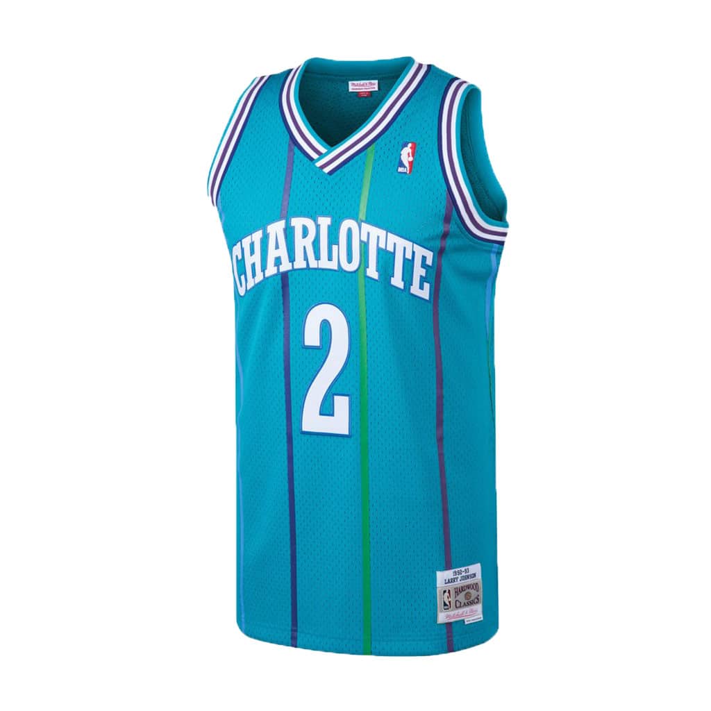 Charlotte Hornets Larry Johnson Mitchell & Ness Teal 1992-93 Hardwood Classics Swingman Jersey