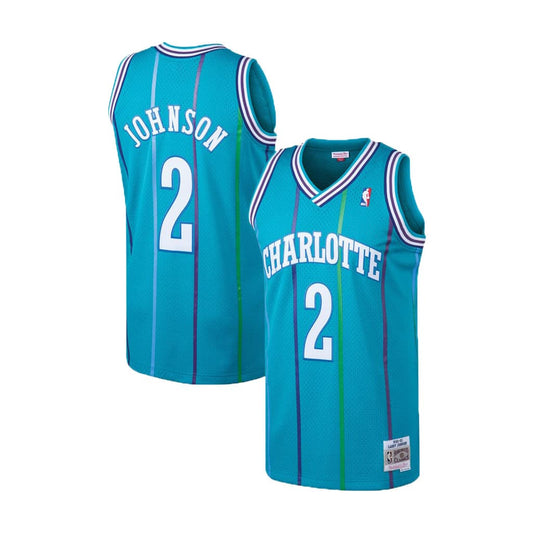Charlotte Hornets Larry Johnson Mitchell & Ness Teal 1992-93 Hardwood Classics Swingman Jersey