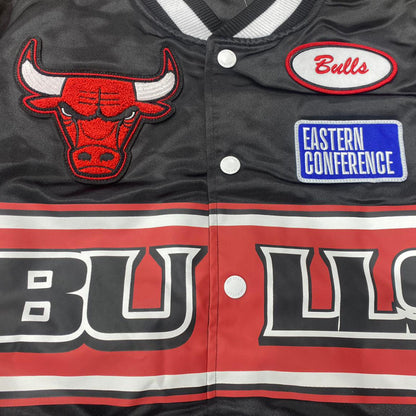 Black Chicago Bulls Red New Era Men's Rally Drive Medium Weight Satin Jacket