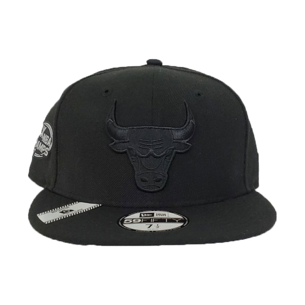 Chicago Bulls Black Reflective 6X NBA Champs New Era 59Fifty Fitted Hat