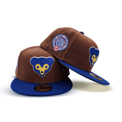 Light Brown Chicago Cubs Royal Blue Visor Gray Bottom Wrigley Field Side Patch New Era 59Fifty Fitted