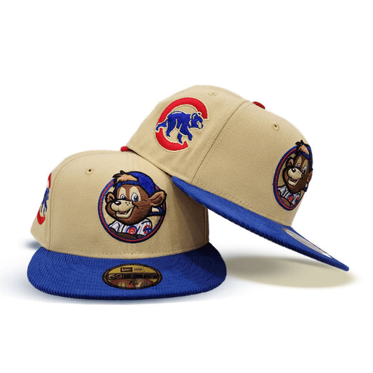 Vegas Gold Chicago Cubs Clark The Bear Logo Royal Blue Corduroy Visor Gray Bottom Cubs Side Patch New Era 59Fifty Fitted