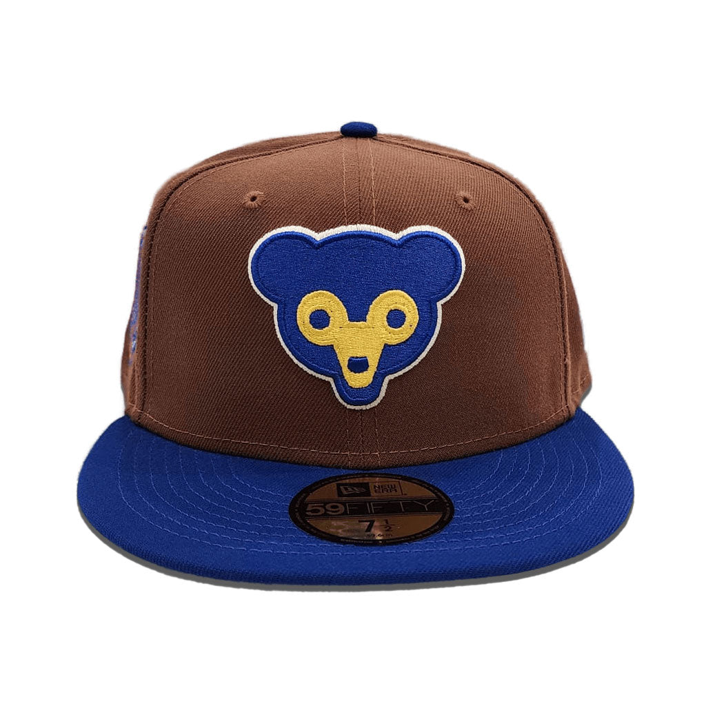 Light Brown Chicago Cubs Royal Blue Visor Gray Bottom Wrigley Field Side Patch New Era 59Fifty Fitted