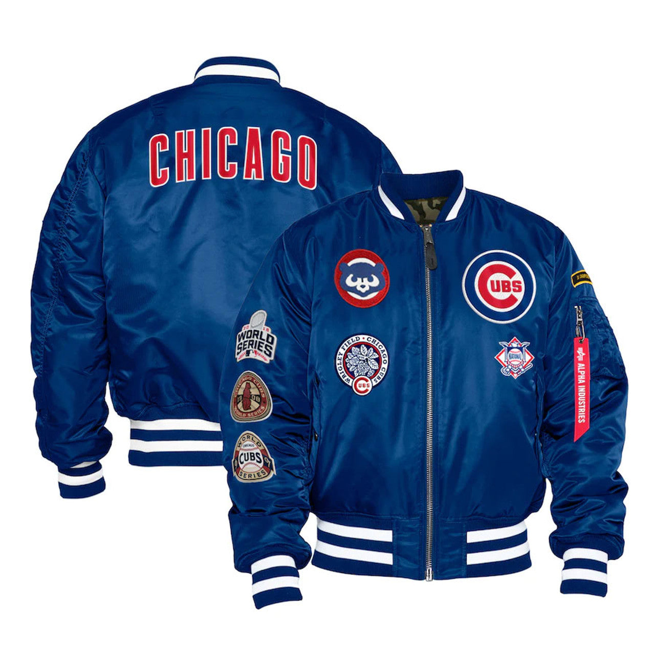 Royal Blue Chicago Cubs Alpha Industries X New Era Reversible MA-1 Bomber Jacket