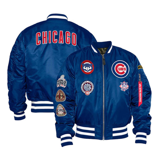 Royal Blue Chicago Cubs Alpha Industries X New Era Reversible MA-1 Bomber Jacket