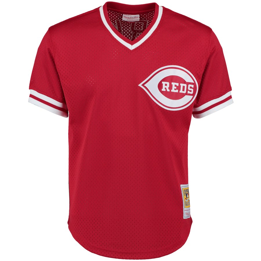 Cincinnati Reds Barry Larkin Mitchell & Ness Red Throwback Cooperstown Mesh Batting Practice Jersey