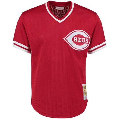 Cincinnati Reds Barry Larkin Mitchell & Ness Red Throwback Cooperstown Mesh Batting Practice Jersey
