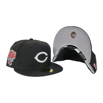 Cincinnati Reds Black 1976 World Series Cooperstown New Era 59Fifty Fitted Hat
