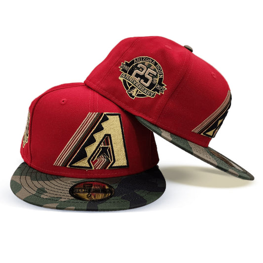 Red Arizona Diamondbacks Camo Visor Gray Bottom 25th Anniversary Side Patch New Era 59Fifty Fitted