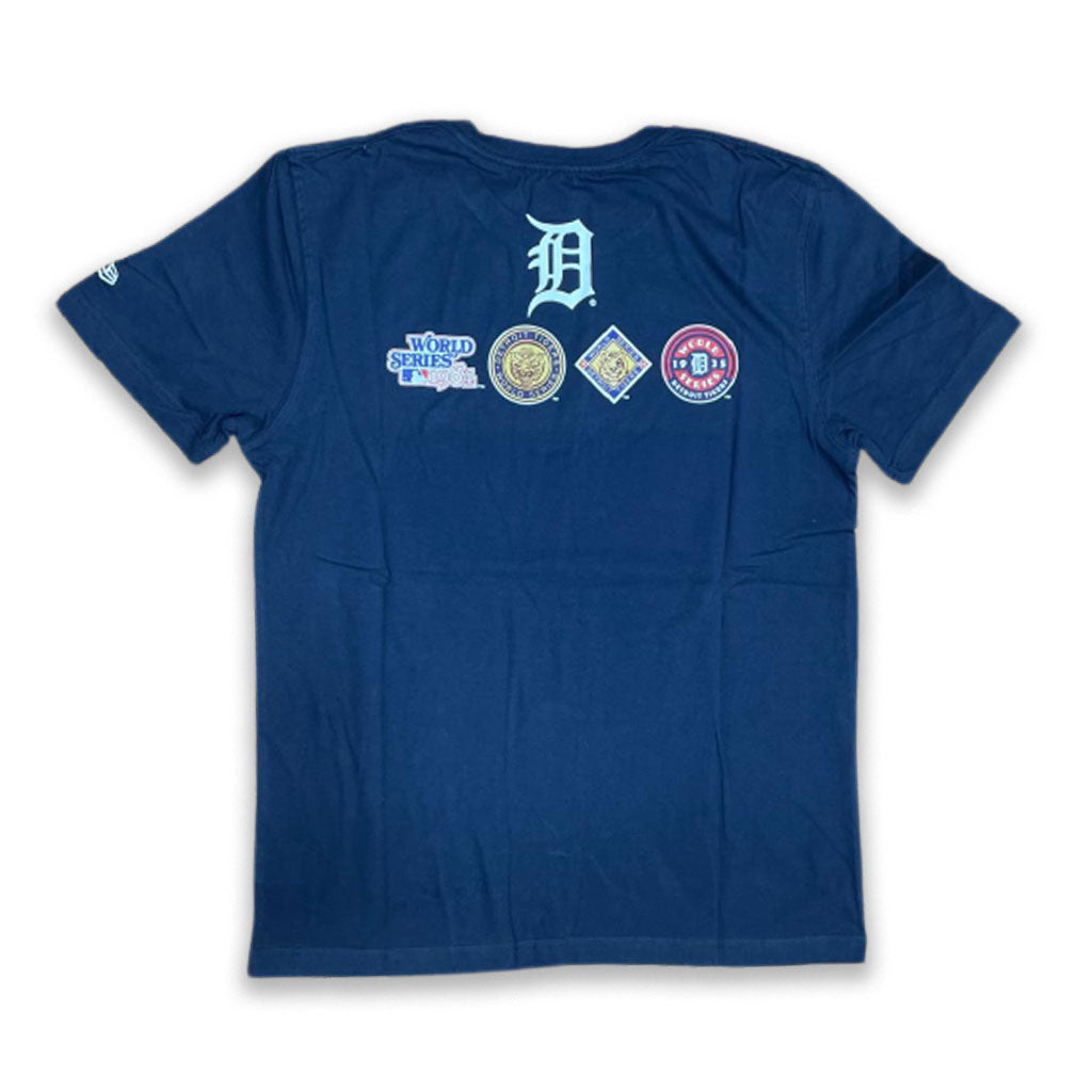 NAVY BLUE DETROIT TIGERS 4X WORLD SERIES CHAMPIONS NEW ERA SHORT SLEEVE T-SHIRT