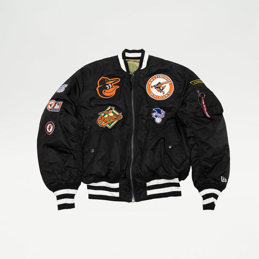 Black Baltimore Orioles Alpha Industries X New Era Reversible MA-1 Bomber Jacket