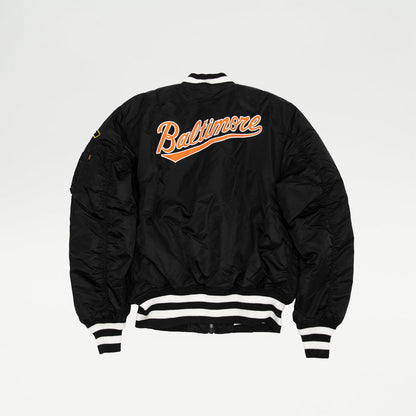 Black Baltimore Orioles Alpha Industries X New Era Reversible MA-1 Bomber Jacket