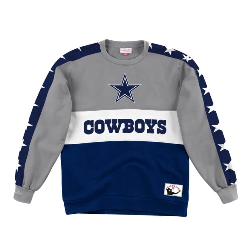 Dallas Cowboys Mitchell & Ness Scorer Fleece Crew Sweatshirt