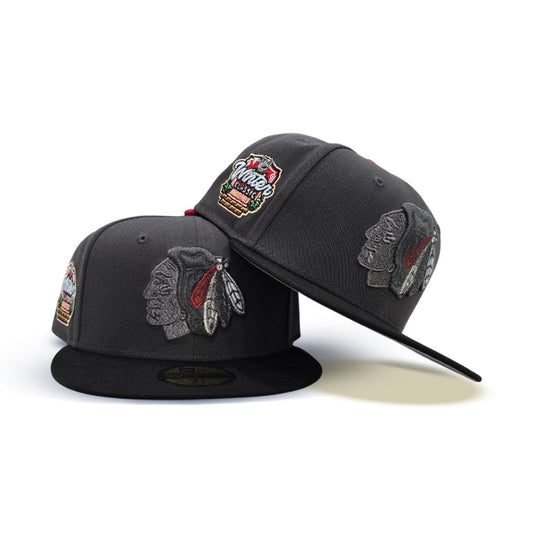 Dark Gray Chicago Blackhawks Black Visor Gray Bottom 2025 Winter Classic Side Patch New Era 59Fifty Fitted