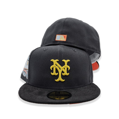 Dark Gray New York Mets Black corduroy Visor Orange Bottom 40th Anniversary Side Patch New Era 59Fifty Fitted
