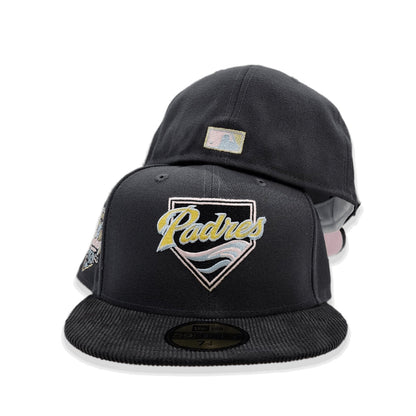 Dark Gray San Diego Padres Black corduroy Visor Pink Bottom 40th Anniversary Side Patch New Era 59Fifty Fitted