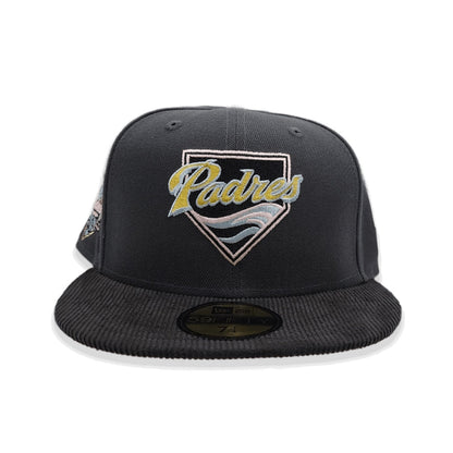 Dark Gray San Diego Padres Black corduroy Visor Pink Bottom 40th Anniversary Side Patch New Era 59Fifty Fitted