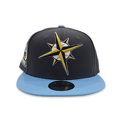 Dark Gray Seattle Mariners Sky Blue Visor Vegas Gold Bottom 30th Anniversary Side Patch New Era 59Fifty Fitted