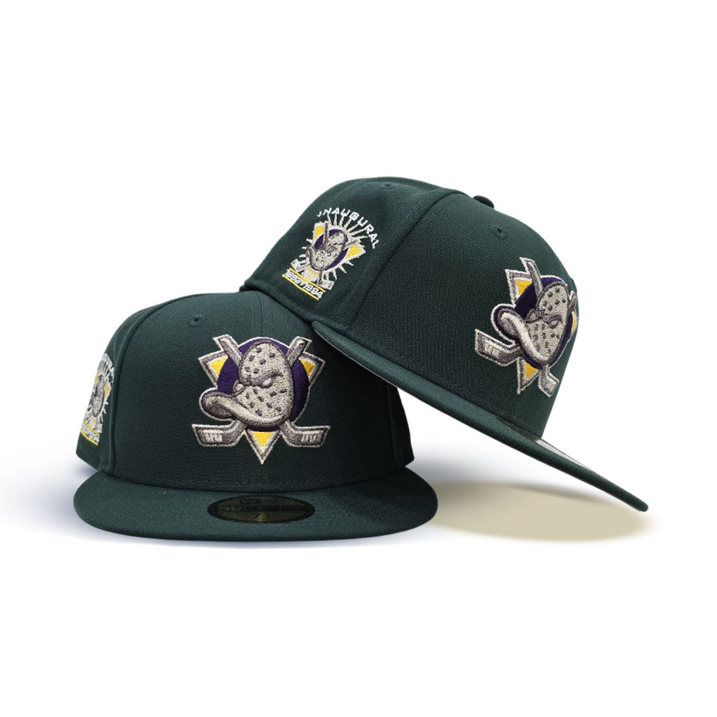 Dark Green Anaheim Mighty Ducks Gray Bottom 1993-1994 Inaugural Season Side Patch New Era 59Fifty Fitted