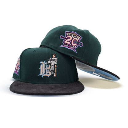 Dark Green Birmingham Barons Black Corduroy Visor Icy Blue Bottom 20 Years Side Patch New Era 59Fifty Fitted