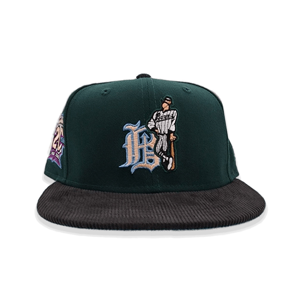 Dark Green Birmingham Barons Black Corduroy Visor Icy Blue Bottom 20 Years Side Patch New Era 59Fifty Fitted