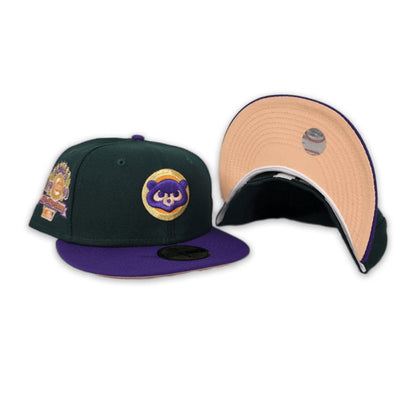 Dark Green Chicago Cubs Purple Visor Peach Bottom 1990 All Star Game Side Patch New Era 59Fifty Fitted
