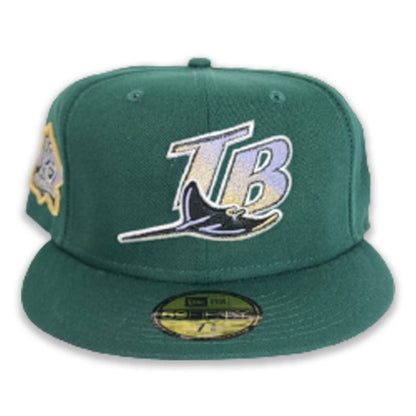 Dark Green Tampa Bay Rays Lavender Bottom 10th Seasons Side Patch New Era 59Fifty Fitted