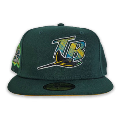 Dark Green Tampa Bay Rays Yellow Bottom 10th Seasons Side Patch New Era 59Fifty Fitted