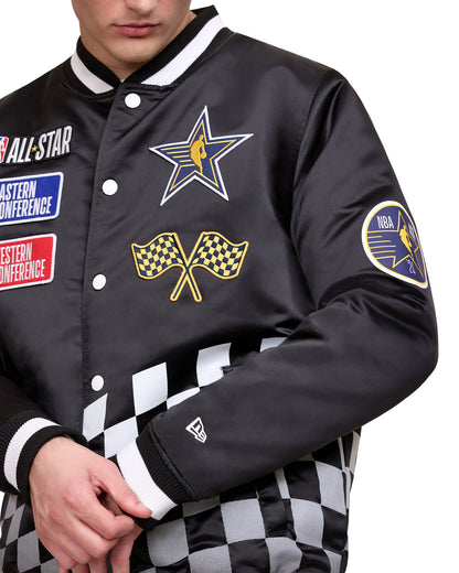 Black NBA All Star Game New Era Mens Rally Drive Medium Weight Satin Jacket