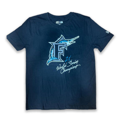 BLACK FLORIDA MARLINS 2X WORLD SERIES CHAMPIONS NEW ERA SHORT SLEEVE T-SHIRT