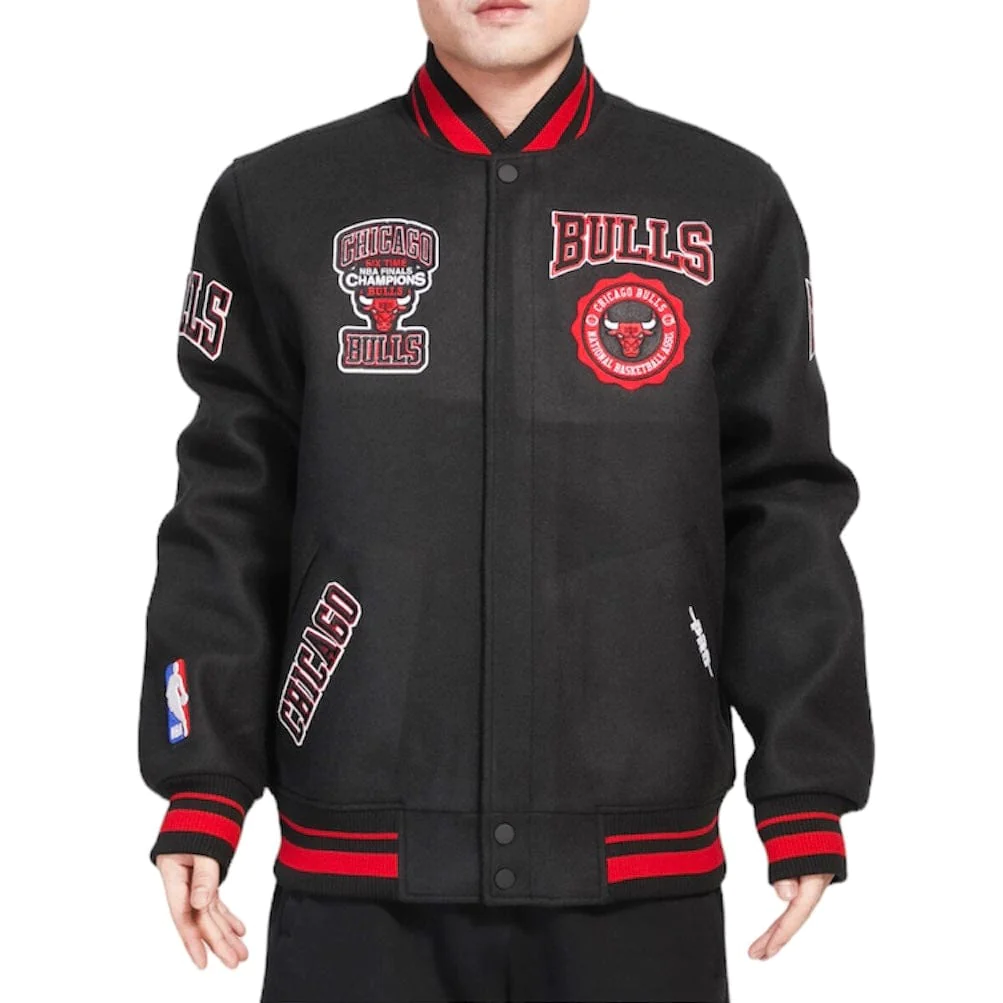 Black Chicago Bulls Pro Standard Crest Wool Varsity Jacket