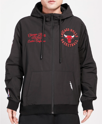 Pro Standard Black Chicago Bulls Hybrid Woven Full Zipup Hoodie