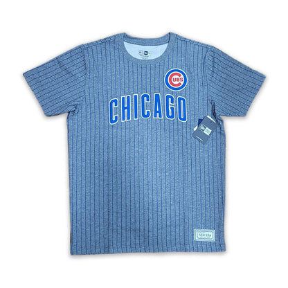 GRAY CHICAGO CUBS ROYAL PINSTRIPE NEW ERA SHORT SLEEVE T-SHIRT