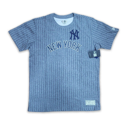 GRAY NEW YORK YANKEES NAVY PINSTRIPE NEW ERA SHORT SLEEVE T-SHIRT
